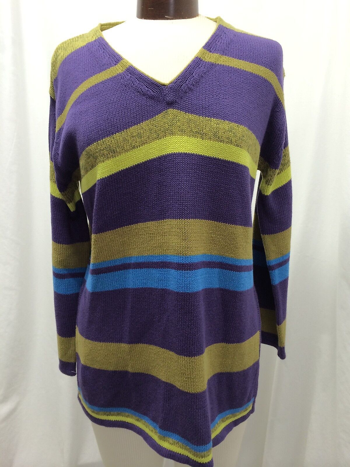 Primary image for Bloomingdales Women's Sweater Purple Green Teal Knit Sweater Size P NWOT