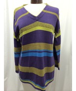 Bloomingdales Women&#39;s Sweater Purple Green Teal Knit Sweater Size P NWOT - £23.39 GBP