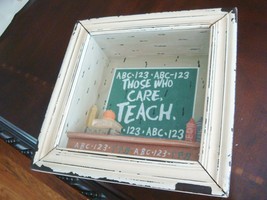 Shadow box &quot;Those who care, teach&quot;, 3&quot; tall by 11&quot; x 11&quot; vintage - £43.51 GBP