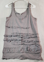 J.CREW Tank Top Womens Size Small Gray 100% Cotton Ruffle Sleeveless Round Neck - £7.01 GBP