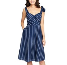 Rachel Roy Womens 2 Indigo Blue Striped Pockets Faux Wrap ALine Kate Dress NWT - £39.30 GBP