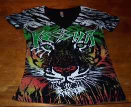 WOMEN&#39;S TEEN KE$HA TIGER V-Neck T-shirt LARGE NEW Kesha - $19.80