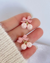 Super beautiful Super Sweet Pink Bow Earrings Sweet Girl Heart Academy  - £15.69 GBP