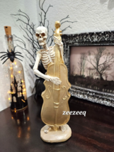 Halloween Skeleton Playing Cello Musician Resin Figurine Statue Tabletop Decor - £26.24 GBP