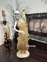 Halloween Skeleton Playing Cello Musician Resin Figurine Statue Tabletop Decor - £26.26 GBP