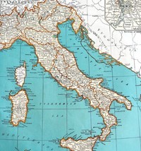Italy Sardinia Adriatic Mediterranean Sea 1935 Map Europe 14 x 11&quot; LGAD99 - £39.22 GBP