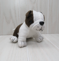 Oriental Trading company small white brown puppy bull dog Plush fleece USED - $4.94
