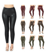 Womens High Waist Faux Leather Leggings Stretchy Pants - £19.60 GBP