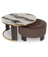 Jazmore - Brown / Brass Finish - Nesting Cocktail Tables (Set of 2) - $6,973.88 MXN