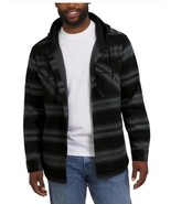 Quiksilver Mens Shirt Jacket Black Multicolor Hood Shacket Flannel Striped - $52.99