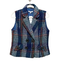 CAbi NWT $129 Blue Tweed Plaid Short Wool Blend Vest Women’s Size M - £21.89 GBP