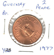 Guernsey 2 Pence, 1977, Bronze, KM28 UNC - £3.66 GBP