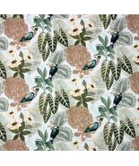 STOF FRANCE AIGRETTE AQUA TOUCAN BIRD TOILE TROPICAL COTTON FABRIC BY YA... - $14.84