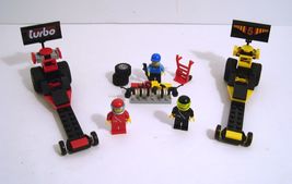 2 Lego Dragsters Racing Cars With Drivers And Pit Crew Custom  - $19.95