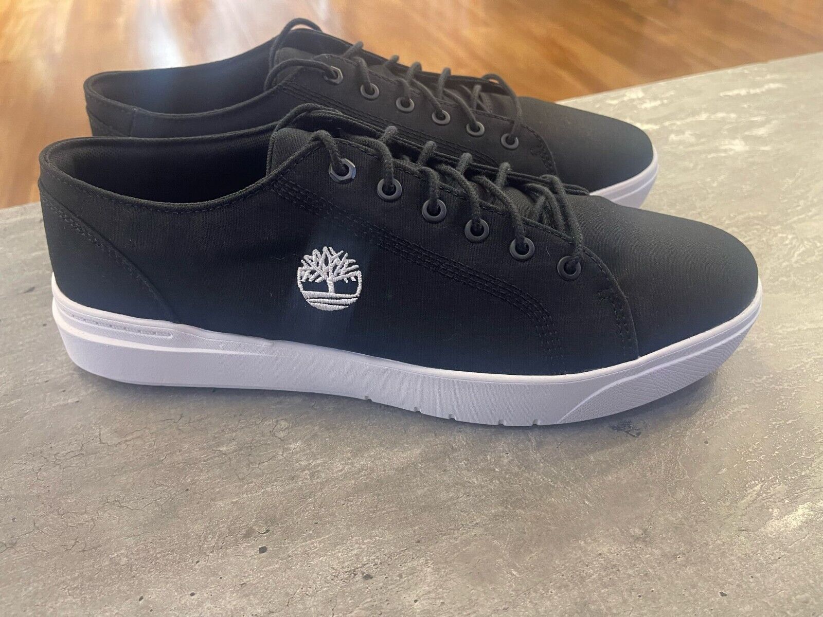TIMBERLAND MEN&#39;S SENECA BAY LOW LACE SNEAKER BLACK CANVAS A6CSM-EK7 ALL ... - $114.99