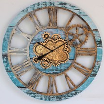 Wall clock 36 inches with real moving gears Aqua Green - £350.91 GBP