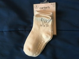 2 Pairs Carter&#39;s Neutral Baby Bunny Socks 12-24 Months *NEW* n1 - £7.18 GBP