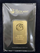 Gold Bar 31.104 Grams Perth Mint 1 Ounce Fine Gold 999.9 In Sealed Assay - $2,100.00