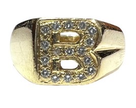 &quot;b&quot; Unisex Fashion Ring 14kt Yellow Gold 412419 - £638.68 GBP