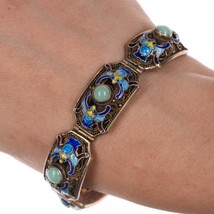 c1940&#39;s Chinese silver enamel jade link bracelet - £308.70 GBP