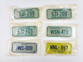 Vtg 1981 Lot of 6 Post Cereal Mini Bicycle Metal License Plate 5&quot; ND, NM, WA, OH - £10.83 GBP