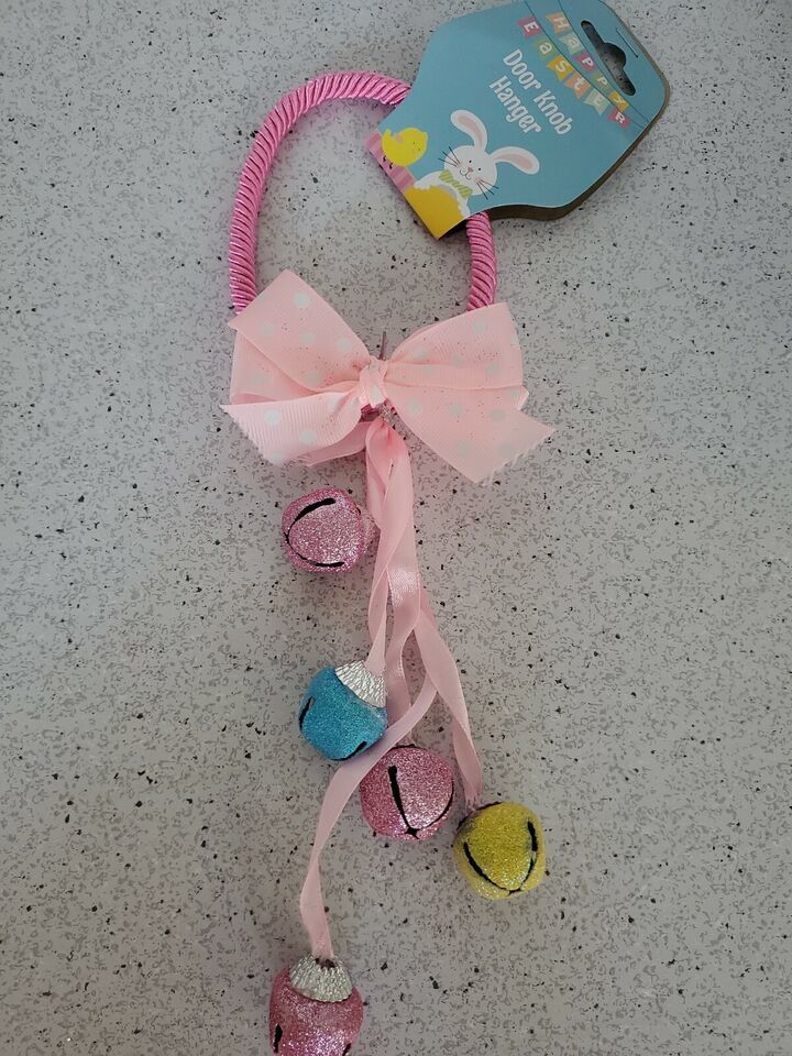 Pink Easter Jingle Bell Door Knob Hanger 11-12”-Brand New-SHIPS N 24 HRS - $14.21