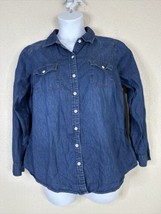 Torrid Womens Plus Size 1 (1X) Blue Chambray Button Up Shirt Long Sleeve - £14.28 GBP