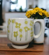 Vintage 70s Japan Takahashi Pedestal Coffee Mug White Green MCM Mod Dais... - $28.22