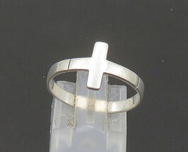 925 Sterling Silver - Vintage Smooth Religious Cross Band Ring Sz 8 - RG... - $24.74