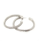 Silver hoop earrings with CZ stone set 1 1/4 inches - €92,92 EUR