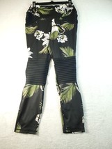 2LIV Leggings Womens Size Medium Black Floral Polyester Elastic Waist Pu... - $12.99
