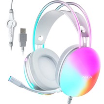 AULA USB Gaming Headset with Mic for PC, RGB Rainbow Backlit Headset, Virtual 7. - £58.27 GBP