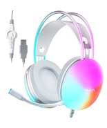 AULA USB Gaming Headset with Mic for PC, RGB Rainbow Backlit Headset, Vi... - £57.67 GBP