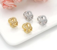 Gold Silver CZ Oval Link Huggies Earrings, Sku#LX175 - $6.99