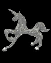 Vintage Clear Glass Unicorn Horse Hand Blown Figurine Mini miniature Lampwork - £8.39 GBP