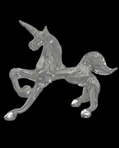 Vintage Clear Glass Unicorn Horse Hand Blown Figurine Mini miniature Lampwork - £8.52 GBP