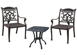 3 piece patio bistro set outdoor Elisabeth end table 2 dining chairs cushions - £694.57 GBP