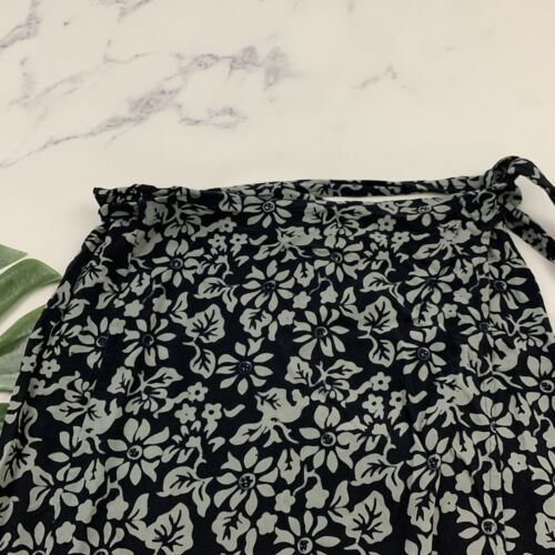 Primary image for Blue Ginger Womens Wrap Midi Skirt Size L Navy Gray Floral Tropical Batik