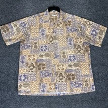 Pierre Cardin Hawaiian Shirt Men XLT Fish Pineapple Button Up Short Slee... - $21.34