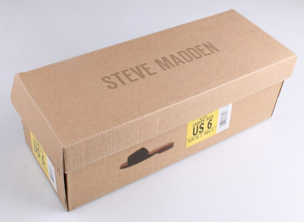 Steve Madden Damen Größe 6 Limitt Strukturiert Slide Sandle Schwarz Neu IN Kiste Item image 7
