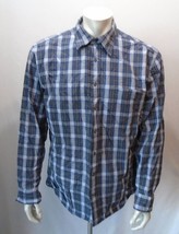 Gap Gray Blue Plaid Long Sleeve Button Down Cotton Men&#39;s Casual Shirt Si... - $149.65 MXN