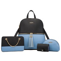 Women&#39;s Fashion Bags 3 Pcs Set Zipper Bag Ladies Color Contrast Backpacks for Wo - £48.81 GBP