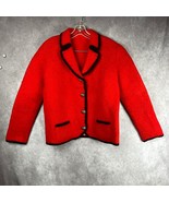 Vintage Original Lanz Salzburg Wool Jacket Coat Austrian Red Black Blazer - $75.59 CAD