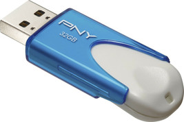 New Pny Attache 4 32GB Usb 2.0 Flash Drive Blue/White P-FD32GATT4BW-GE Thumb - £10.07 GBP