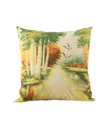 home decorative autumn road pattern imitation linen sofa back cushion be... - £11.08 GBP