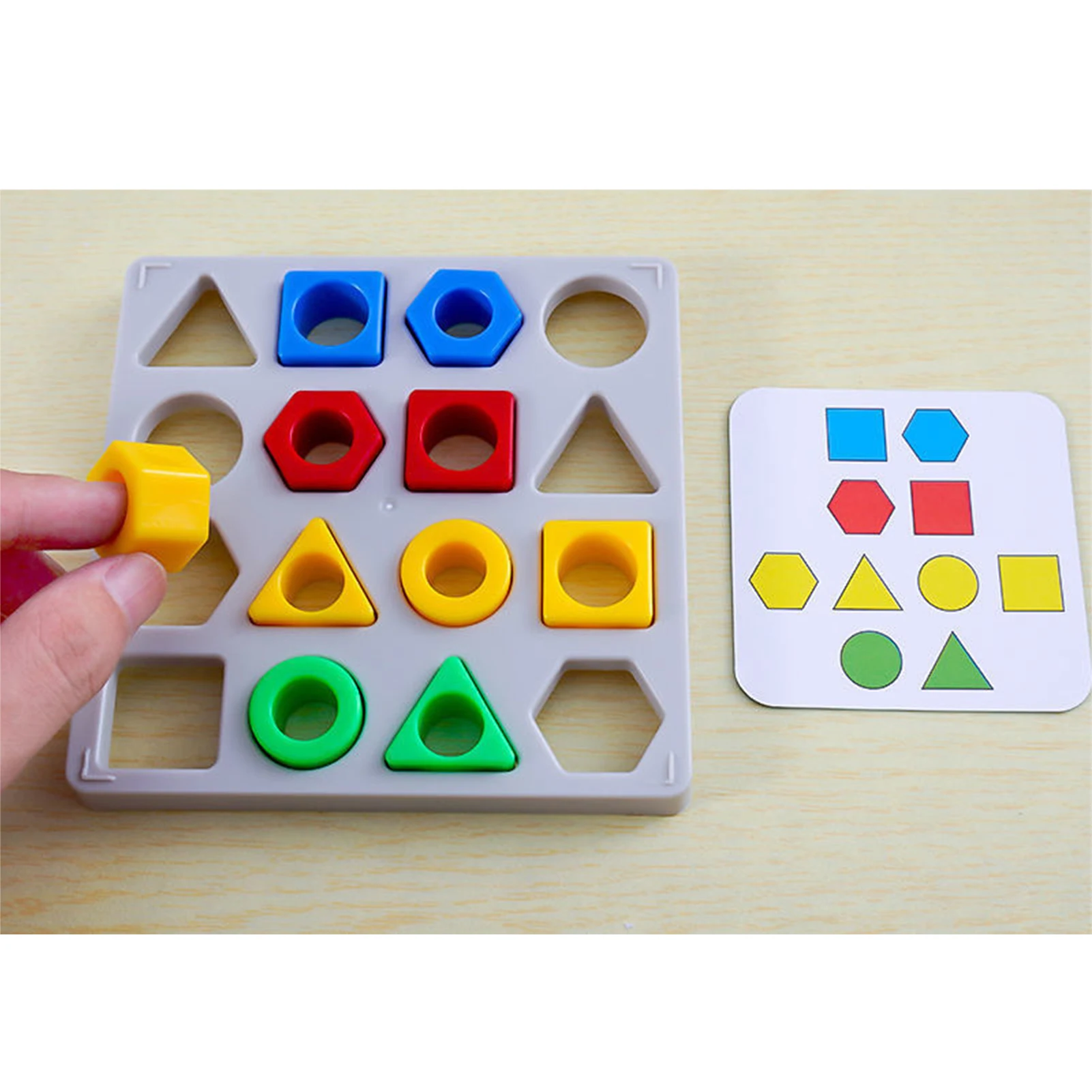 Play Play Geometric Shape Color Fast Matching Board Game Wooden Montessori Play  - £23.12 GBP
