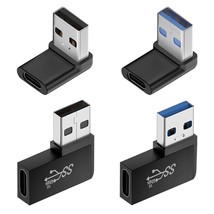 90 Degree Usb To Usb C Adapter (4 Pack), Vertical Up And Down Angle, Horizontal  - £15.97 GBP