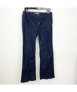 Chico’s Platinum Womens Blue Dark Wash Boot Cut Pleated Jeans Regular Si... - $16.00