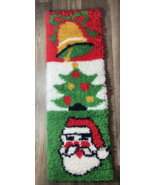 Completed Latch Hook Rug Wall Hanging Christmas Holiday Santa Bell Tree - €17,30 EUR