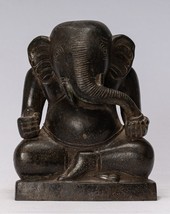 Ganesh Statue - Antique Cham Style Seated Bronze Ganesha 20cm/8&quot; - £487.64 GBP